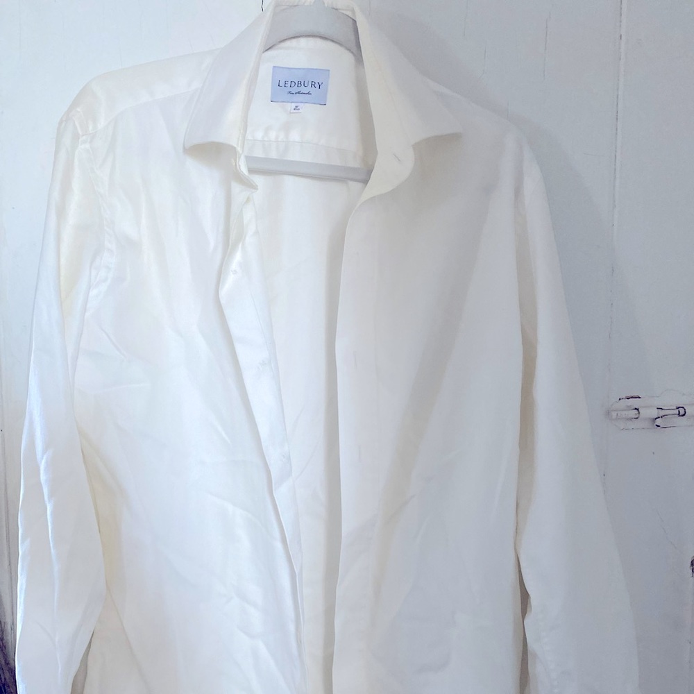 Mens size 16” 41cm white button down dress shirt , made by ledbury i